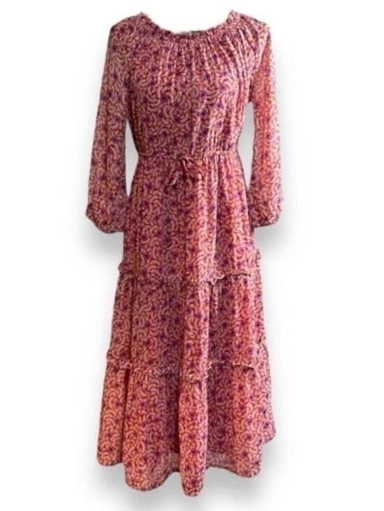 Harlow & Rose Dresses & Skirts - Harlow & Rose MIDI Long-Sleeve Dress Women’s Large, Bohemian Style, Fully Lined